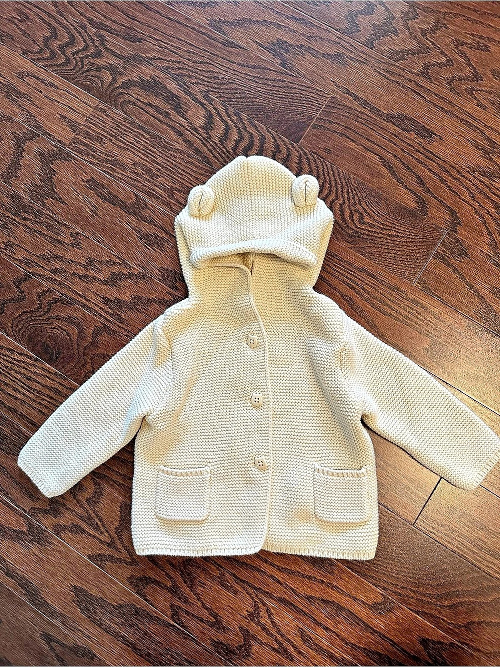 Baby Gap Baby Knit Hooded Cardigan - cream 6-12M Like New